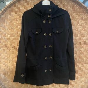 hurley womens black double breasted hooded jacket large